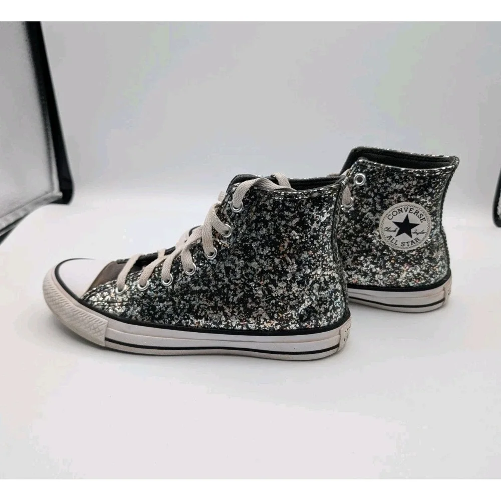 Converse Unisex Big Kid Chuck‎ Taylor All Star Glitter Sneaker Black 4 US